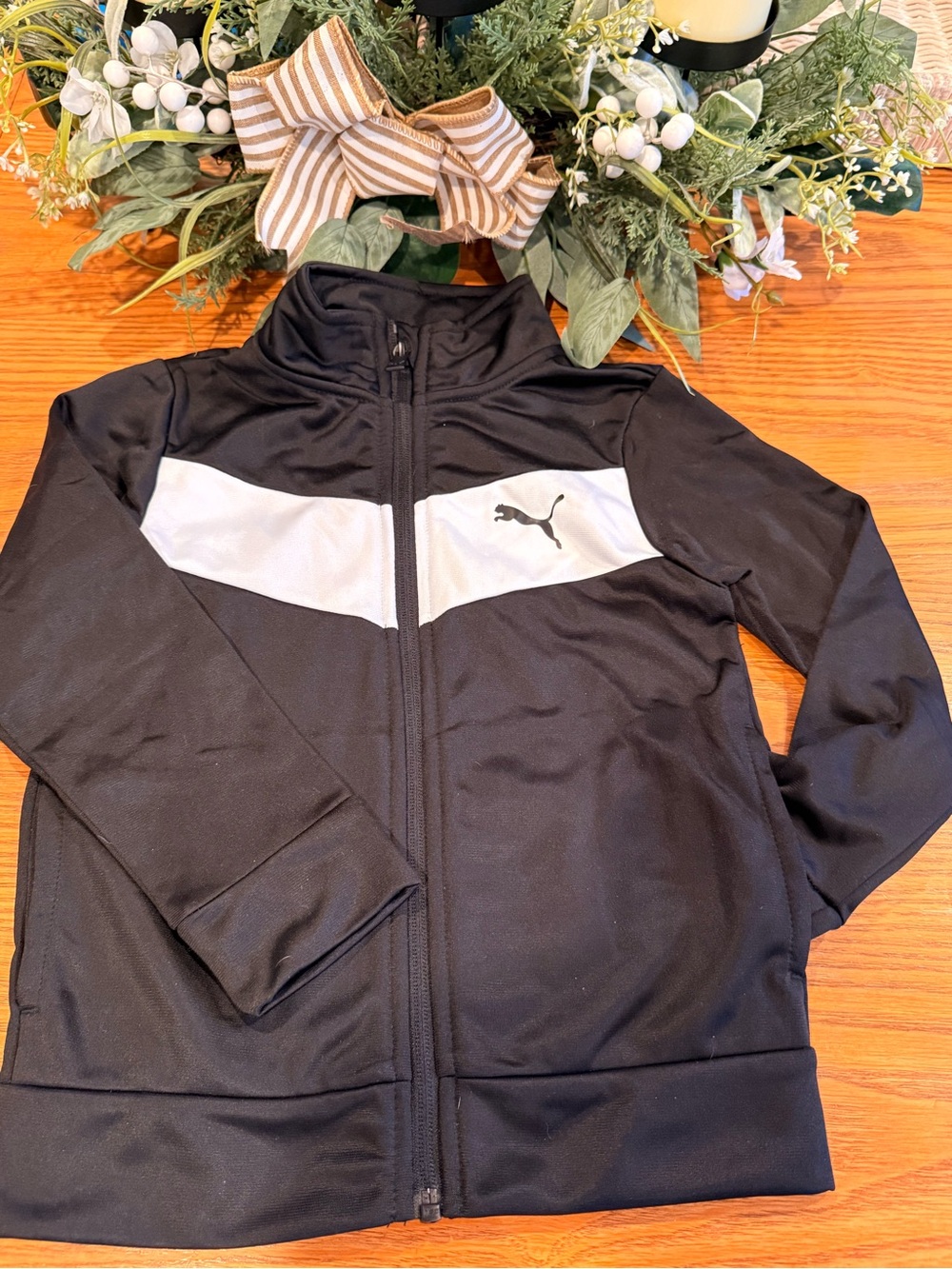 Boys Puma Track Jacket Black Full Zip Athletic Jacket